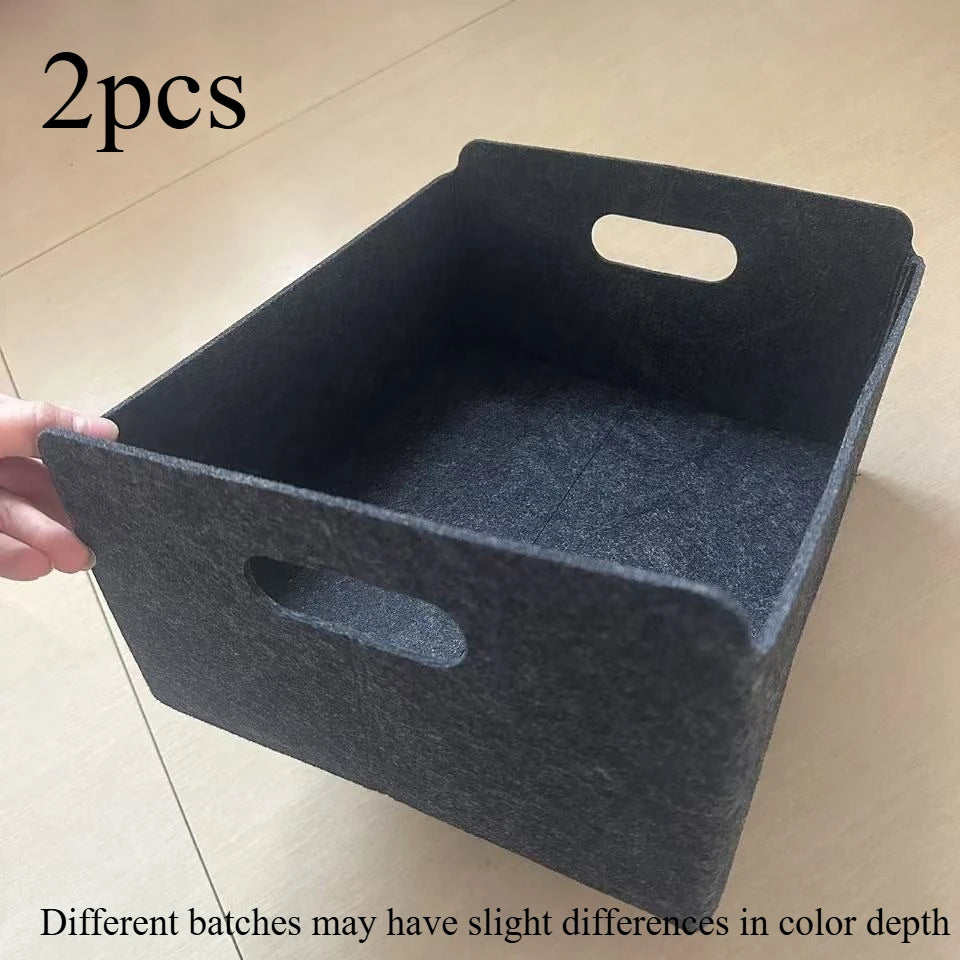 Felt Storage Boxes with Handles - Organizer Baskets for Kitchen, Bedroom, Desk, or Office - Shelf Baskets|Durable Fabric Baskets