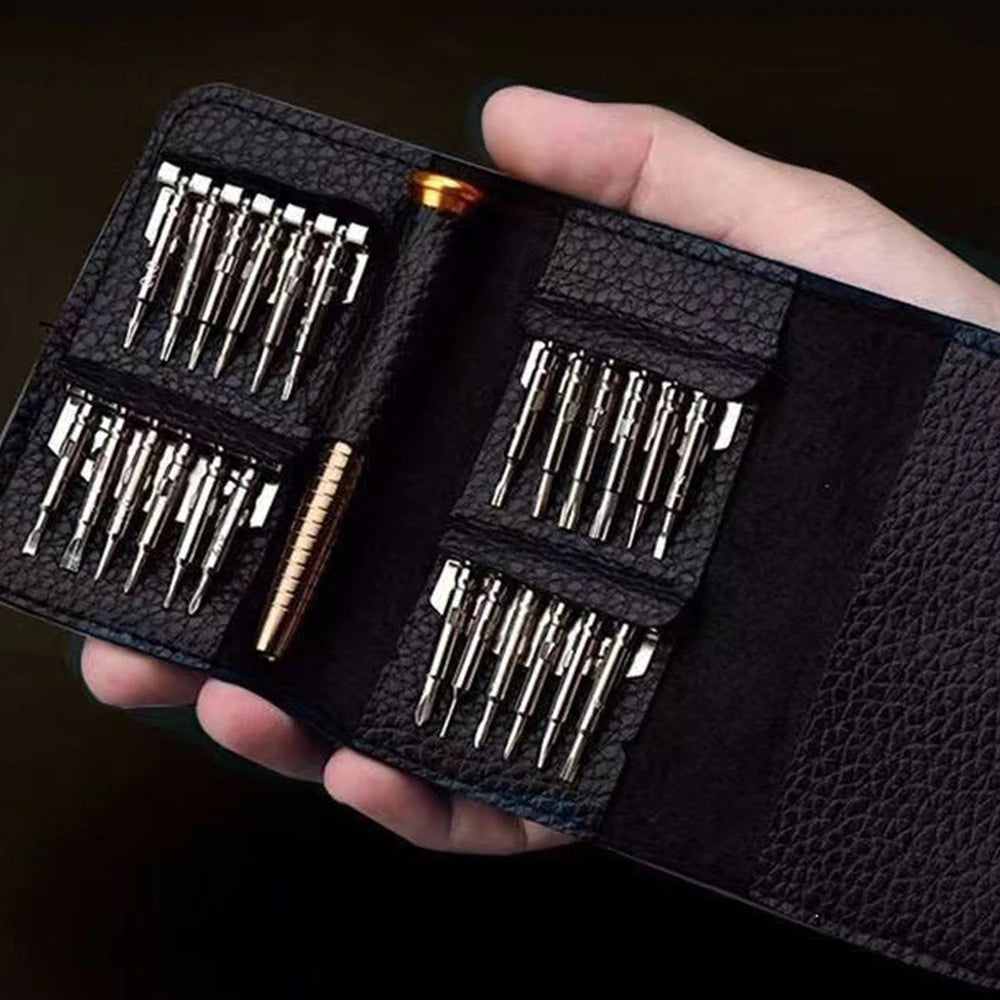 25 in 1 Screwdriver Set with Case Aluminum Alloy Bits Multi-Functional Precision Repair Toolkit