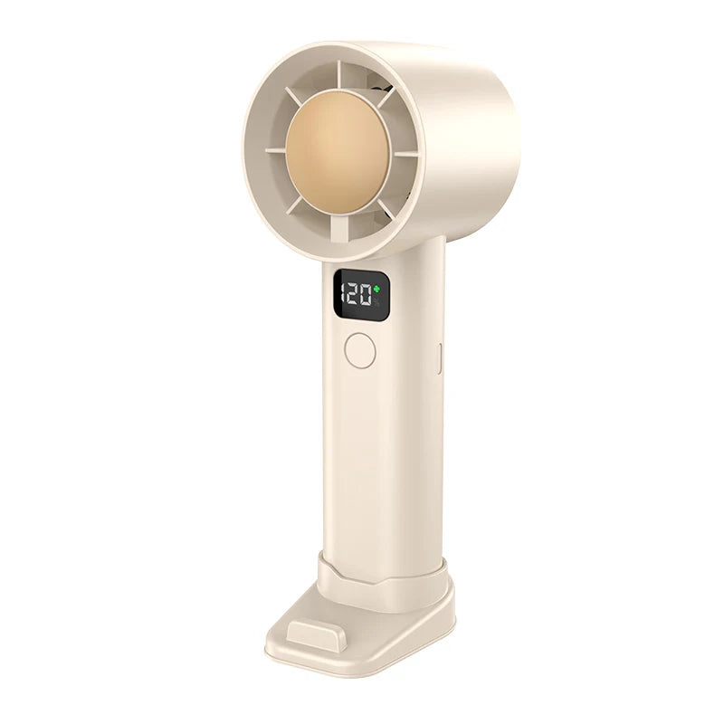 Portable Mini Fan 5 Speed Handheld Fans with Power Display USB Rechargeable Battery Lightweight Personal Cooling Fan with Stand