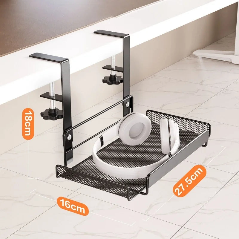 Under-desk Cable Management Tray Cable Management Rack Without Punching Carbon Steel Scalable Storage Rack Desk Wire Organizer