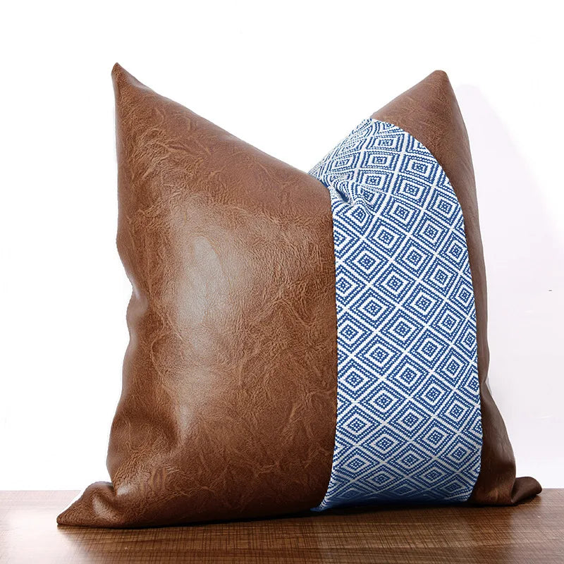 Cushion Cover Luxury Pillow Case 45*45 Sofa Decorative PU Leather Cushion For Living Room Bedroom Car Decor New