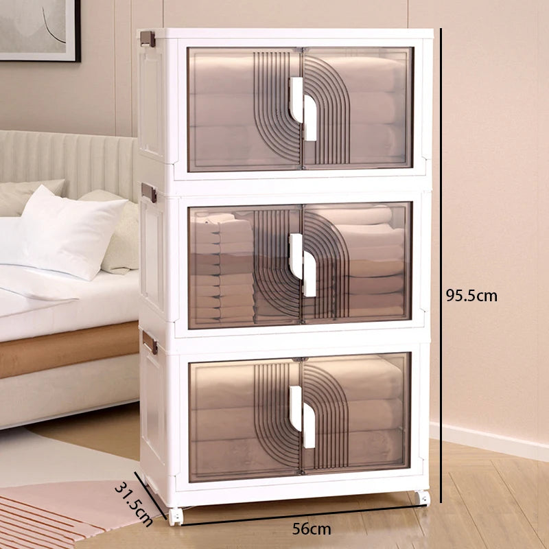 Folding Storage Box Multifunctional Transparent Storage Bins Clothes Toy Makeup Organizer Boxes Bedroom Organizers Box with Lid