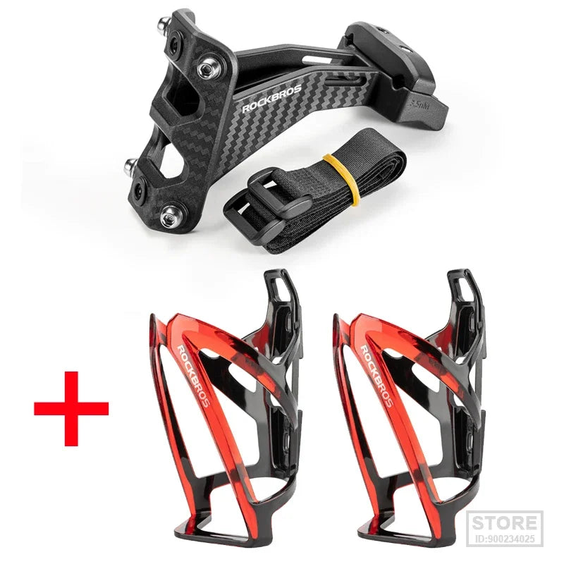 ROCKBROS Imitation Carbon Fiber Bicycle Water Bottle Holder Adapter Saddle Double Cup Extension Stand Seat Cycling Equipment