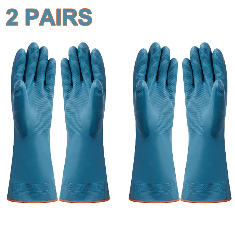 2/4 Pairs Waterproof Gloves with Fleece Thicked Cleaning Gloves Household Bathroom Kitchen Hands Protection Gloves Cleaning Tool