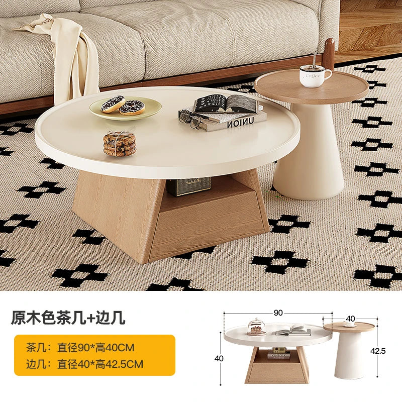 Middle-aged Style Coffee Table Modern Simple Living Room Home New Style Light Luxury High-end Small Apartment Round Coffee Table