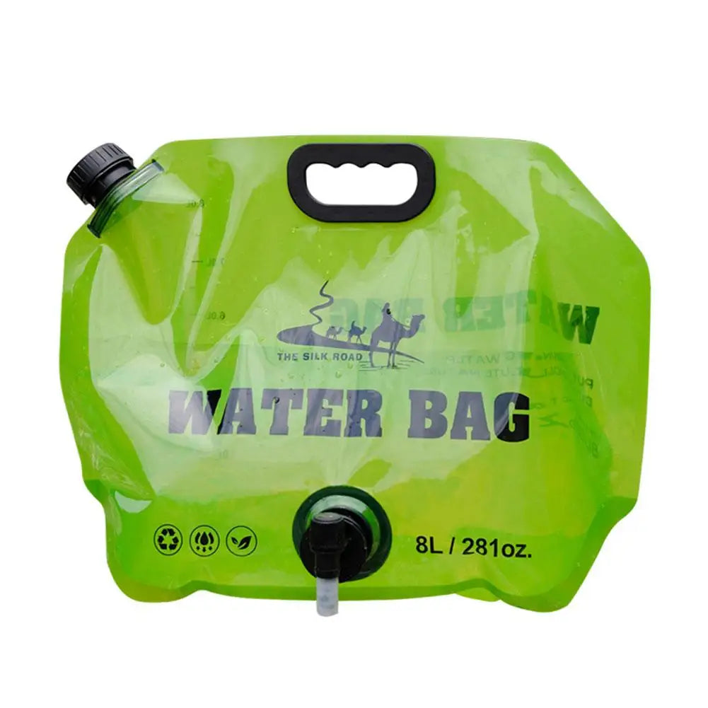 Camping Foldable Water Bag with Bottle Tap 8L Outdoor Hiking Water Bucket Bag Large Capacity Water Container Camping Supplies