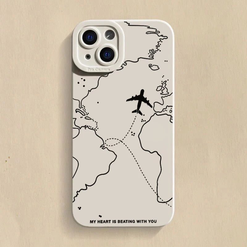 Travel-nspired Airplane Route Desian Phone Case For Xiaomi Mi 14 13 12T 13T 11T Pro 11 Lite 5G NE Poco F6 F5 X5 Pro Soft Cover