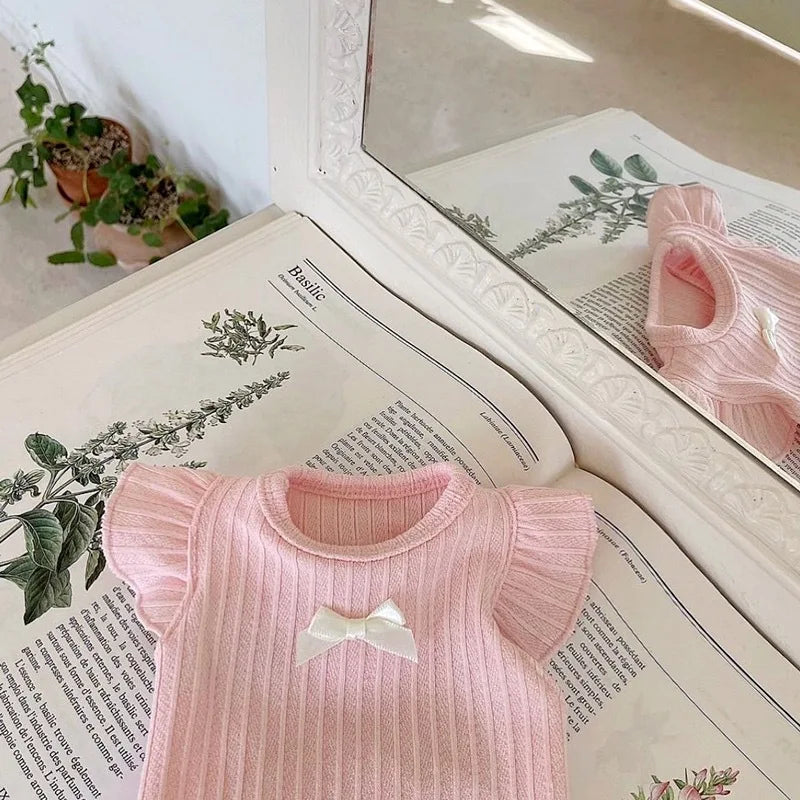 Cute Bow Dog Vest 2025 Dog Clothes Puppy Pullover Summer Pet Clothes Breathable Two-Legged Clothes Solid Color Cat Pet Products