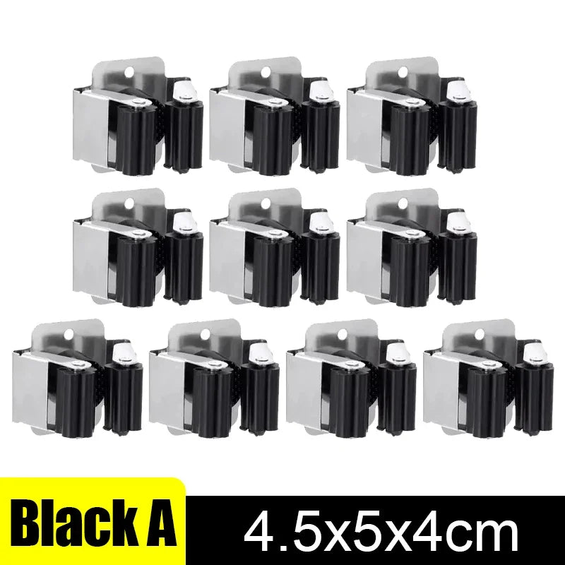 Wall Mounted Mop Broom Holder Clips Stainless Steel Heavy Duty Organizer Shelf Racks For Kitchen Bathroom Storage Hanging Hook