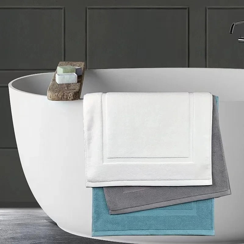 Thick White Floor Towel Mat 100% Cotton,Non-Slip,Water Absorption,SPA Bathroom Bathtub Mat,Hotel Home Bath Mats 50*80cm