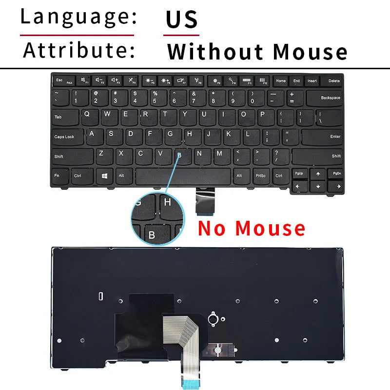 100%New US/Russian for Lenovo Thinkpad T440 T440S T431S T440P T450 T450S T460 E431 E440 L440 L450 L460 L470 Laptop Keyboard