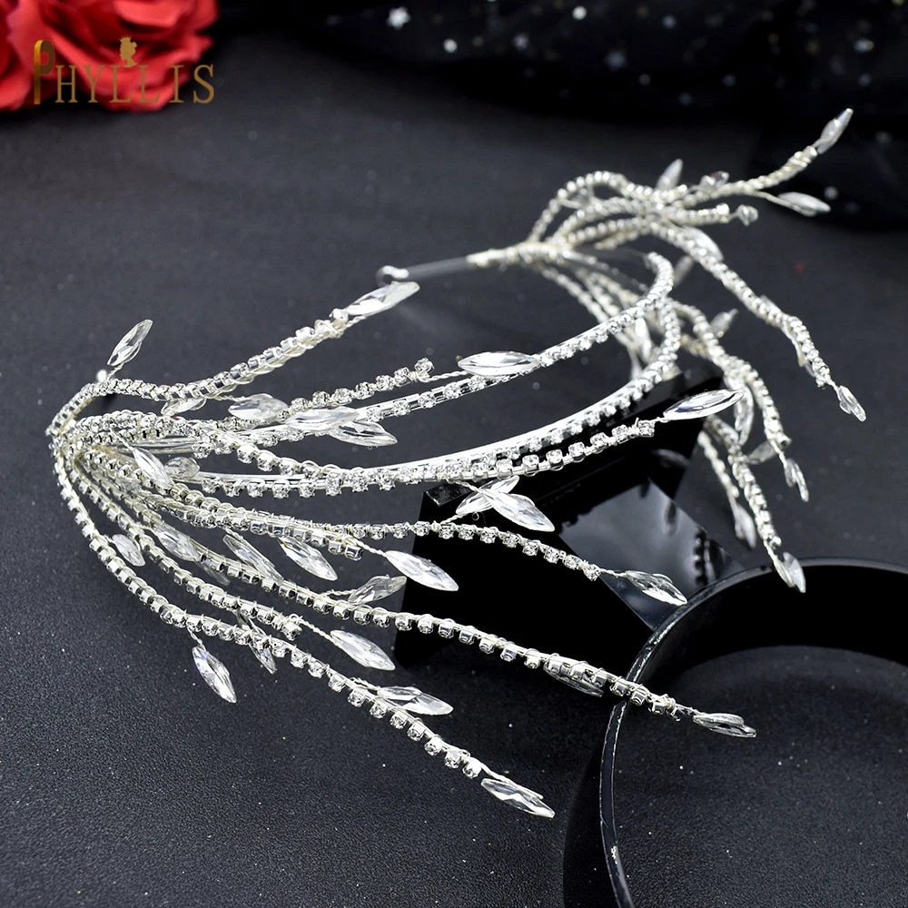 A115 Sparkling Wedding Tiara Zircon Hair Band Hair Accessories Crystal Bridal Headwear Pearl Head Hoop Beaded Bridal Hair Piece