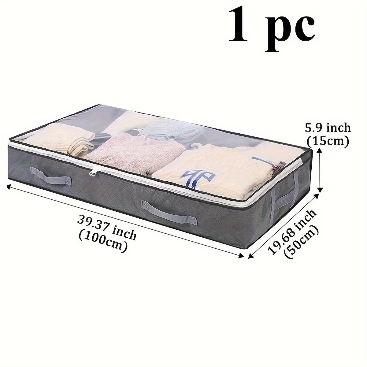 Foldable Underbed Bags - Blankets Clothes Comforters Storage Bag Breathable Zippered Organizer for Bedroom