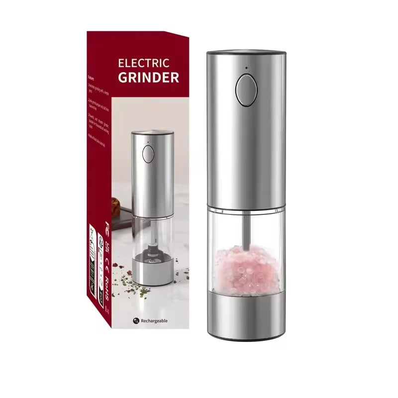 Electric Pepper Stainless Steel Grinder USB Rechargeable Adjustable Salt And Lightweight Cooking Spice Grinder Kitchen Food
