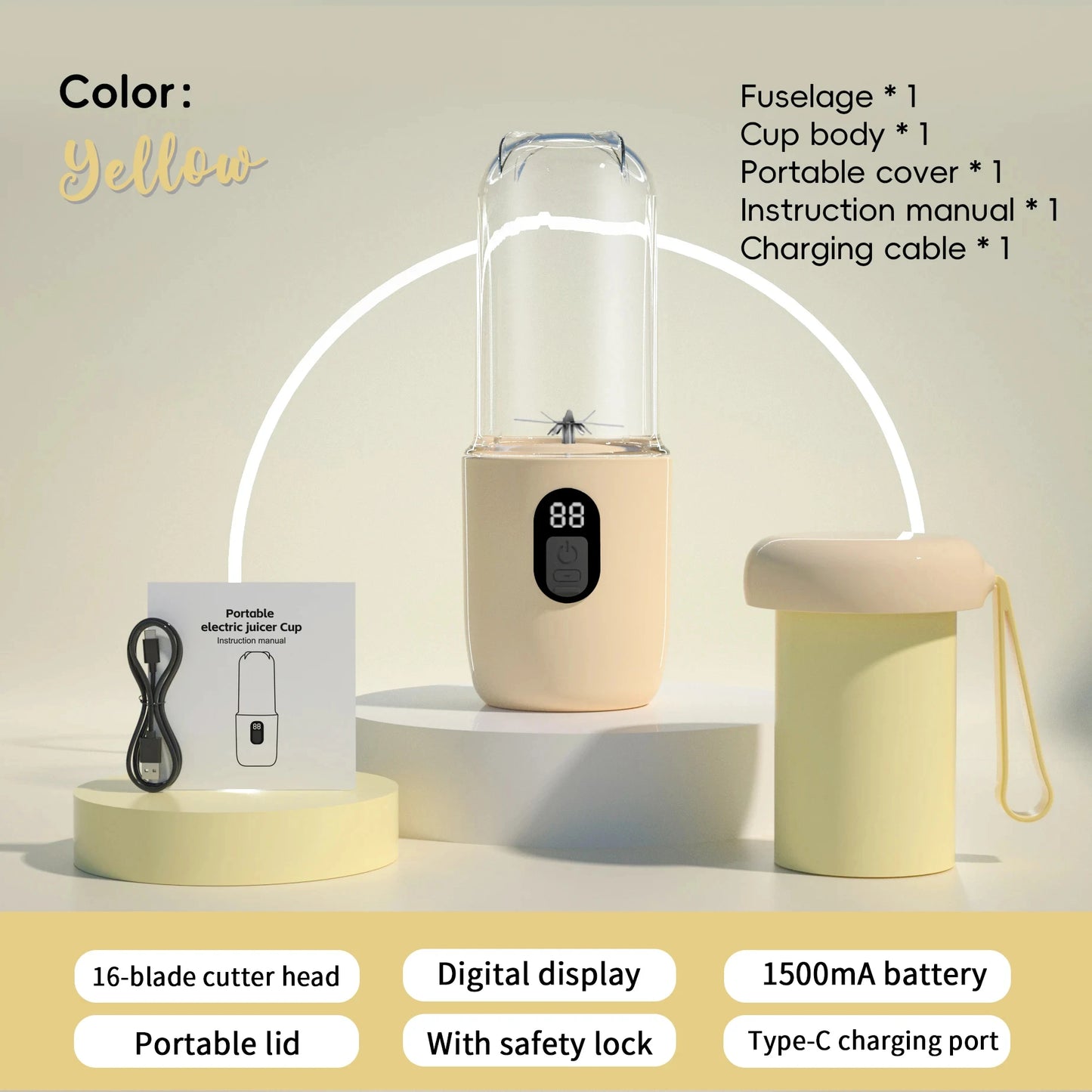 HOMEFISH Blender USB Rechargeable Cordless Mini Juicer Mixer for Smoothie Shake Protein Travel Sports Bottle Juicer Cup