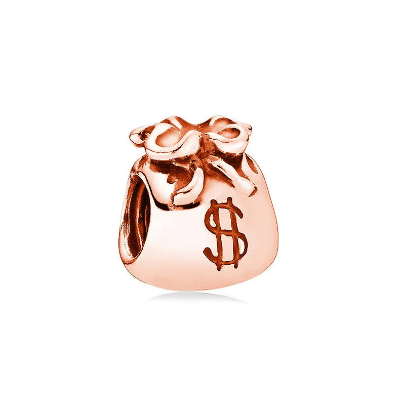 Rose Gold Plated Charms for Bracelet DIY Jewelry Making Heart Flower Strawberry Butterfly Paw Print CZ Pendant Beads Women Gift