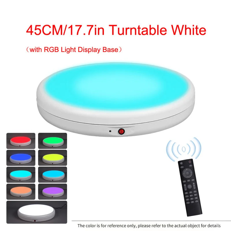 45CM/17.7in Motorized Rotating Display Stand Display Base 360°Rotatable Electric Potography Turntable for Products Display Live