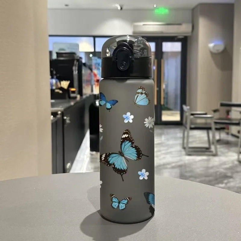 780ml 3D Printed Cute Cartoon Water Bottle Leakproof Plastic Straw Cup Portable Outdoor Large Capacity Sports Water Bottle