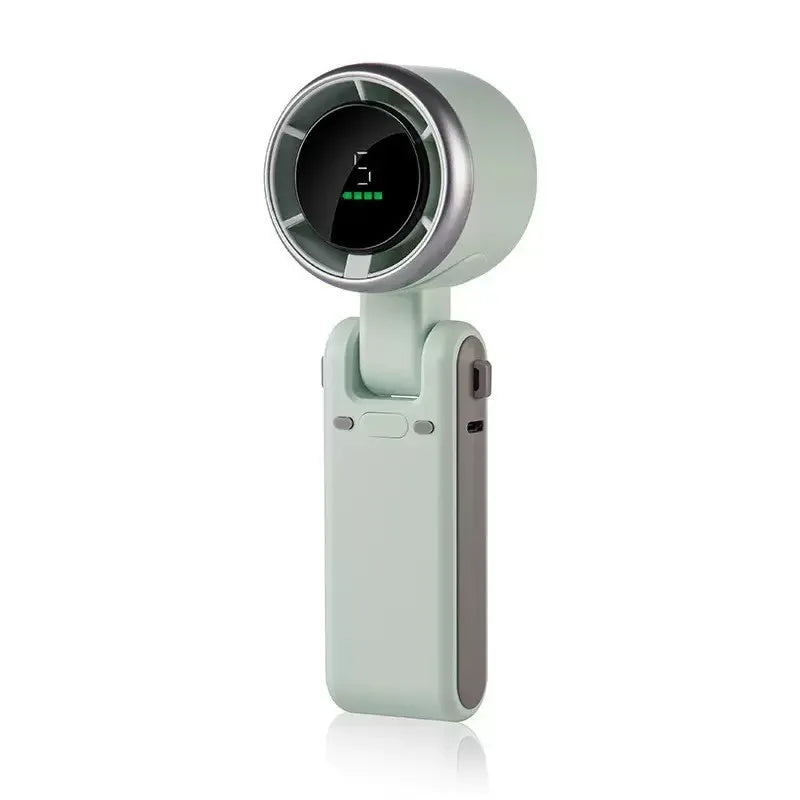 PortableMini Handheld Fan - 5-Speed Turbo USB Rechargeable, Foldable Bladeless Pocket Fan with Large Battery for Outdoor/Travel