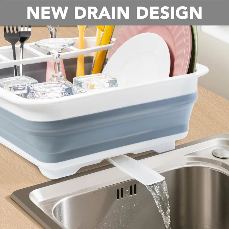 Kitchen Foldable Dish Rack Storage Holder Drainer Bowl Tableware Plate Portable Drying Rack Home Dinnerware Dish Rack Organizer