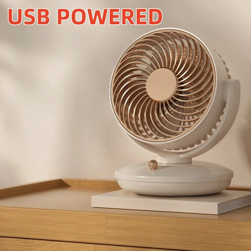 Portable Oscillating Mini Fan, USB Rechargeable Desk Fan with Long Battery Life, Personal Small Fan for Dorm, Car & Indoor Use