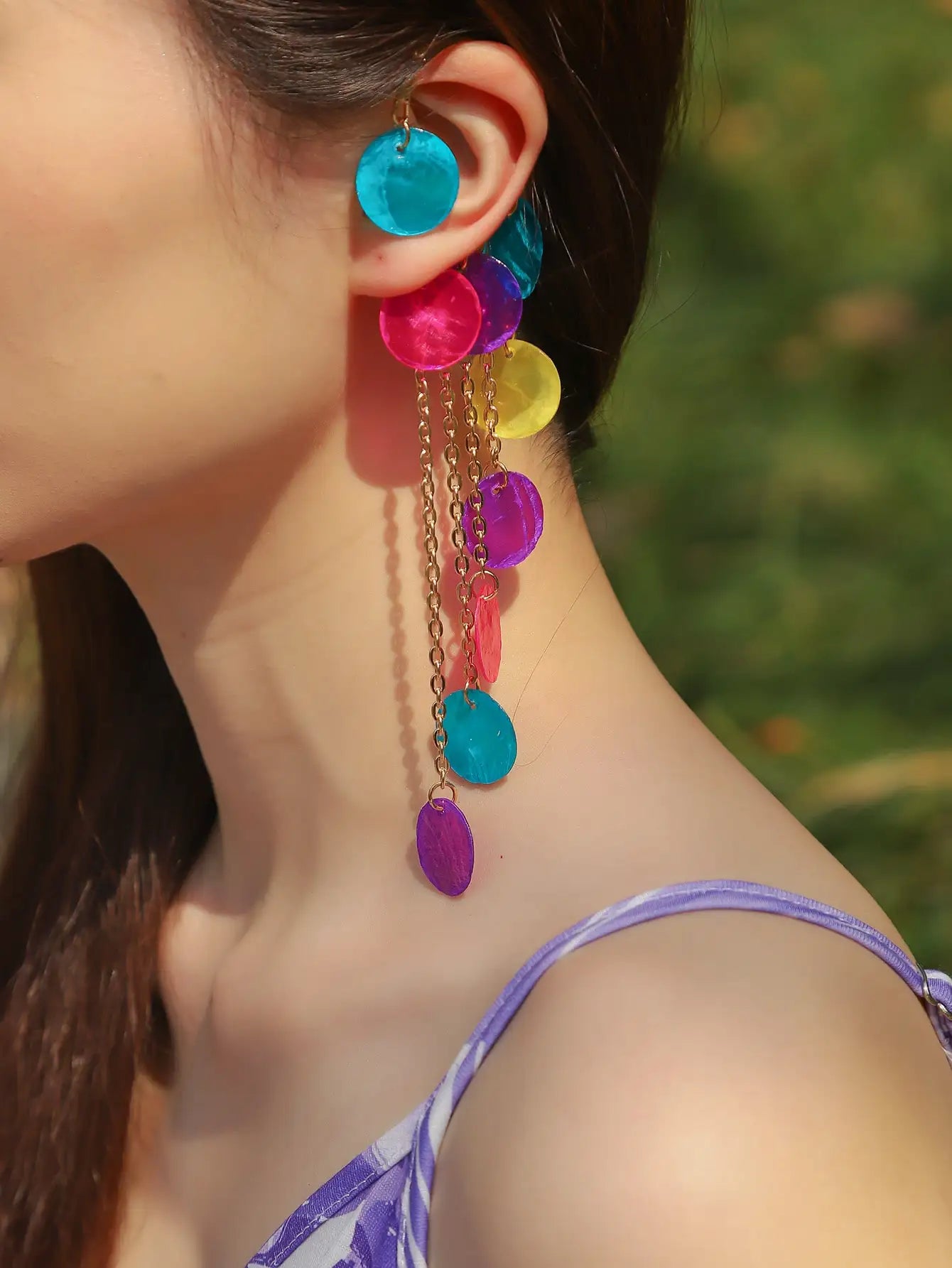 1 Piece of Bohemian High-quality Multicolored round Shell Pendant Earrings Earrings Earrings Lady Fashion Earrings Earrings