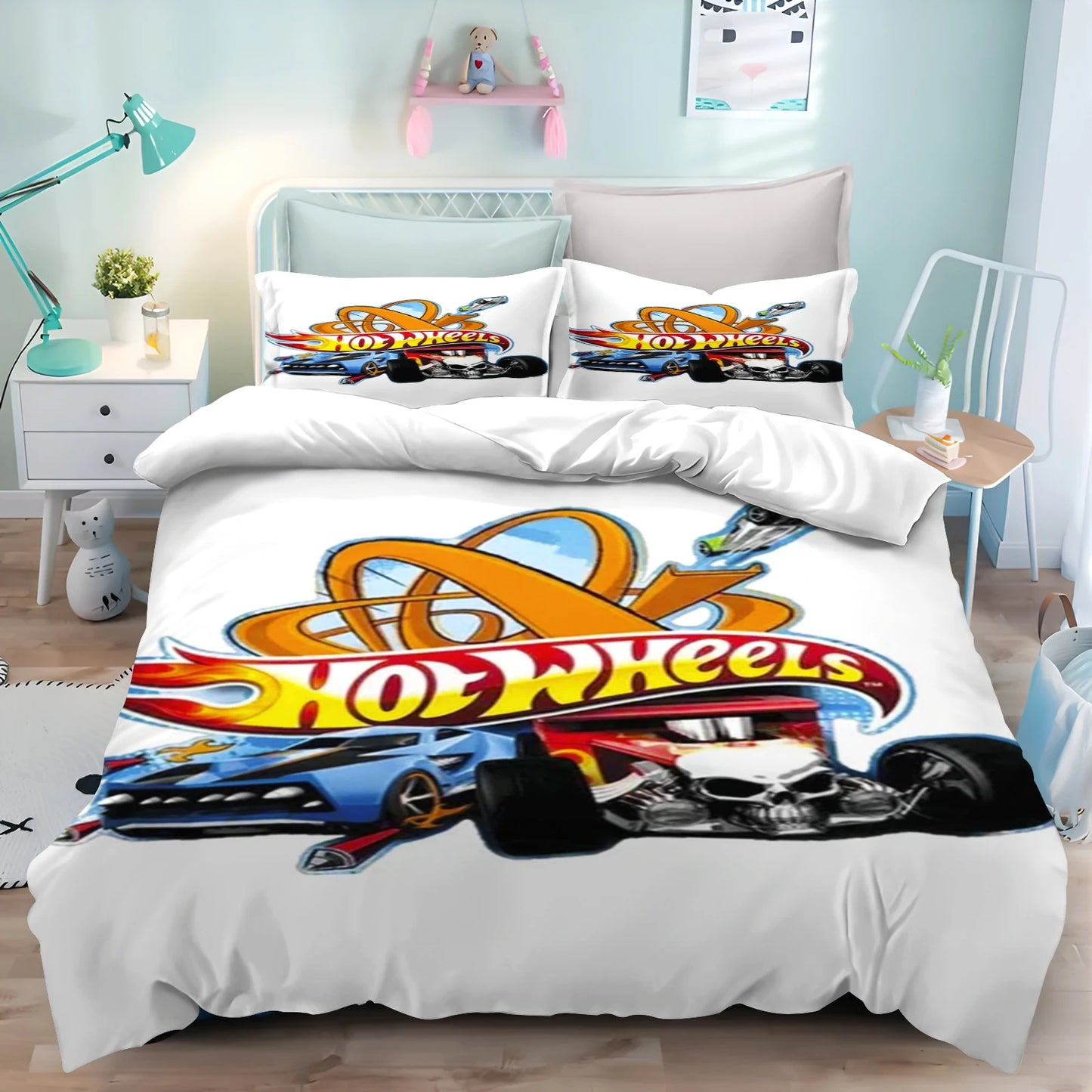 Cartoon Duvet Cover Hot-wheel Home Pillowcase Set Adult Bedroom Children Comforter Bedding
