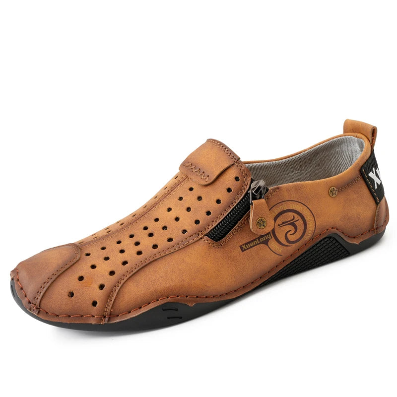 Men Casual Shoes Leather Outdoor Walking Shoes Fashion Male Leisure Vacation Soft Driving Shoes Sneakers Breathable Men's Shoes