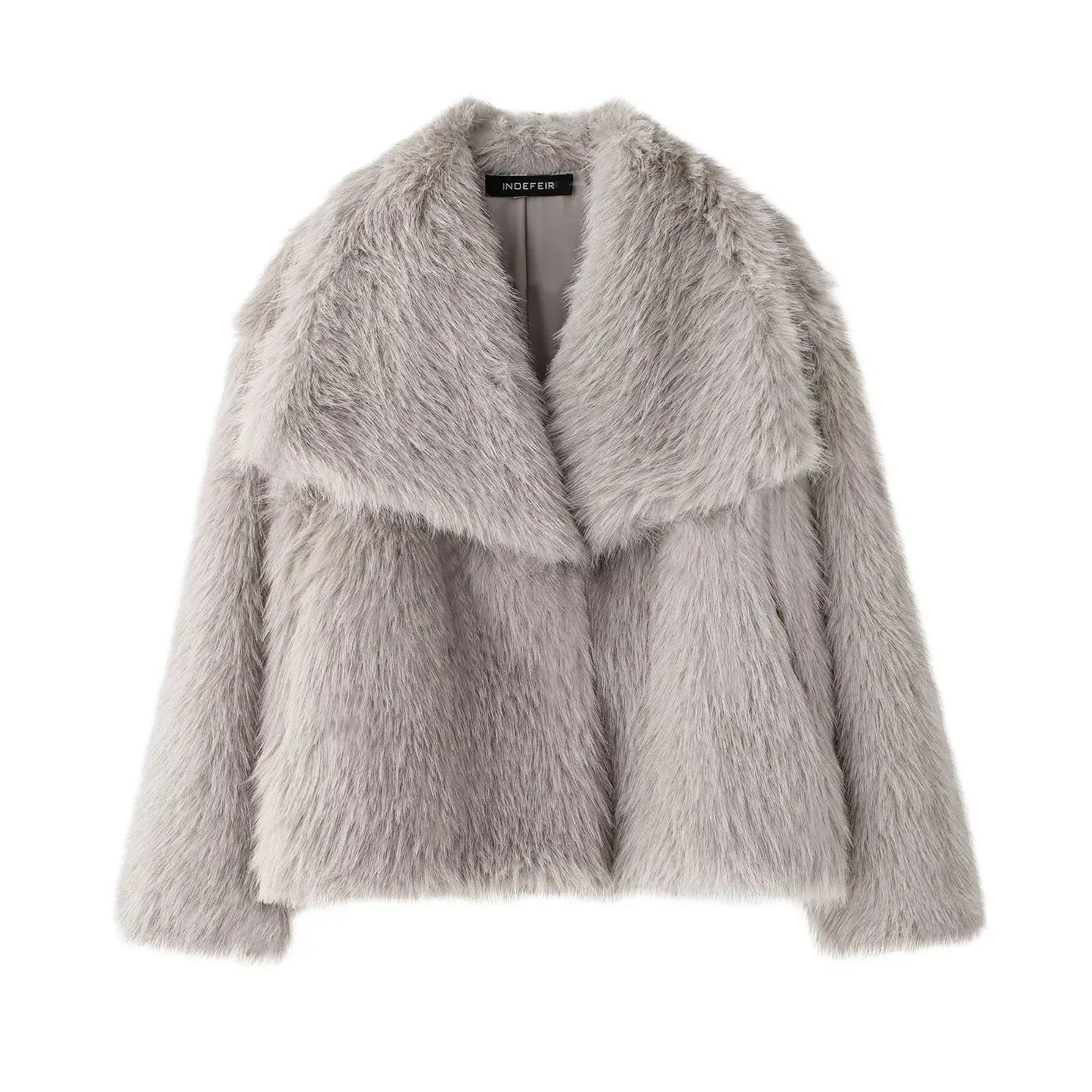 HH 2025 Winter Coats For Women Fashion New Faux Fur Long Sleeves Loose Coat Female Versatile High Street Women's Cardigan
