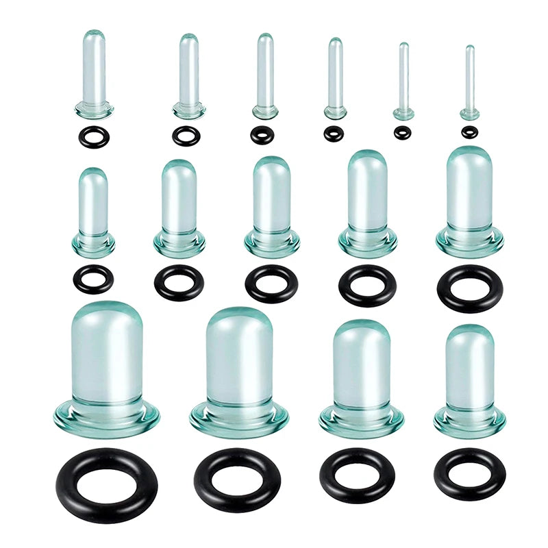 2pcs Glass Ear Gauges Stretching Kit Short Taper Expander 1.6-16mm Stretching Ear Tunnels And Plugs Body Piercing Jewelry