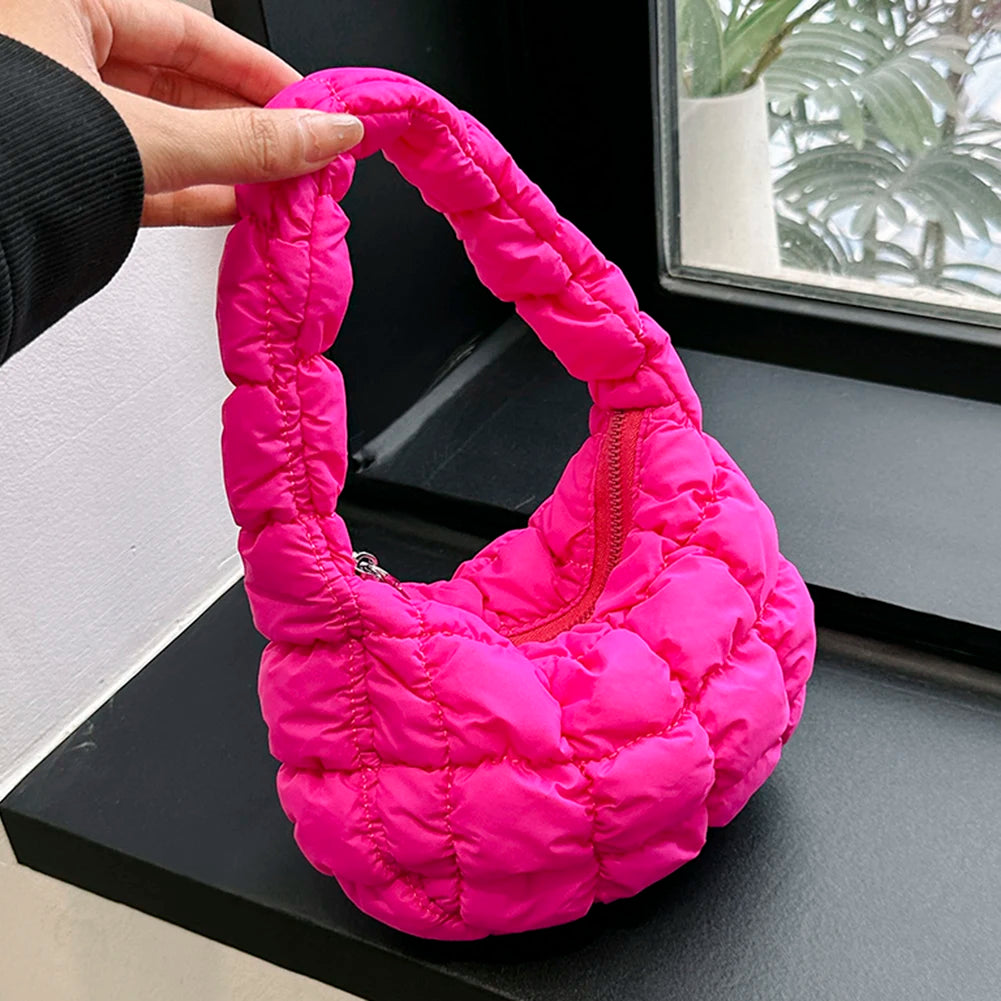 Mini Cloud Pleated Bags for Women Casual Quilted Handbag Nylon Padded Handle Bags Luxury Soft Puffy Bag Designer Underarm Bag