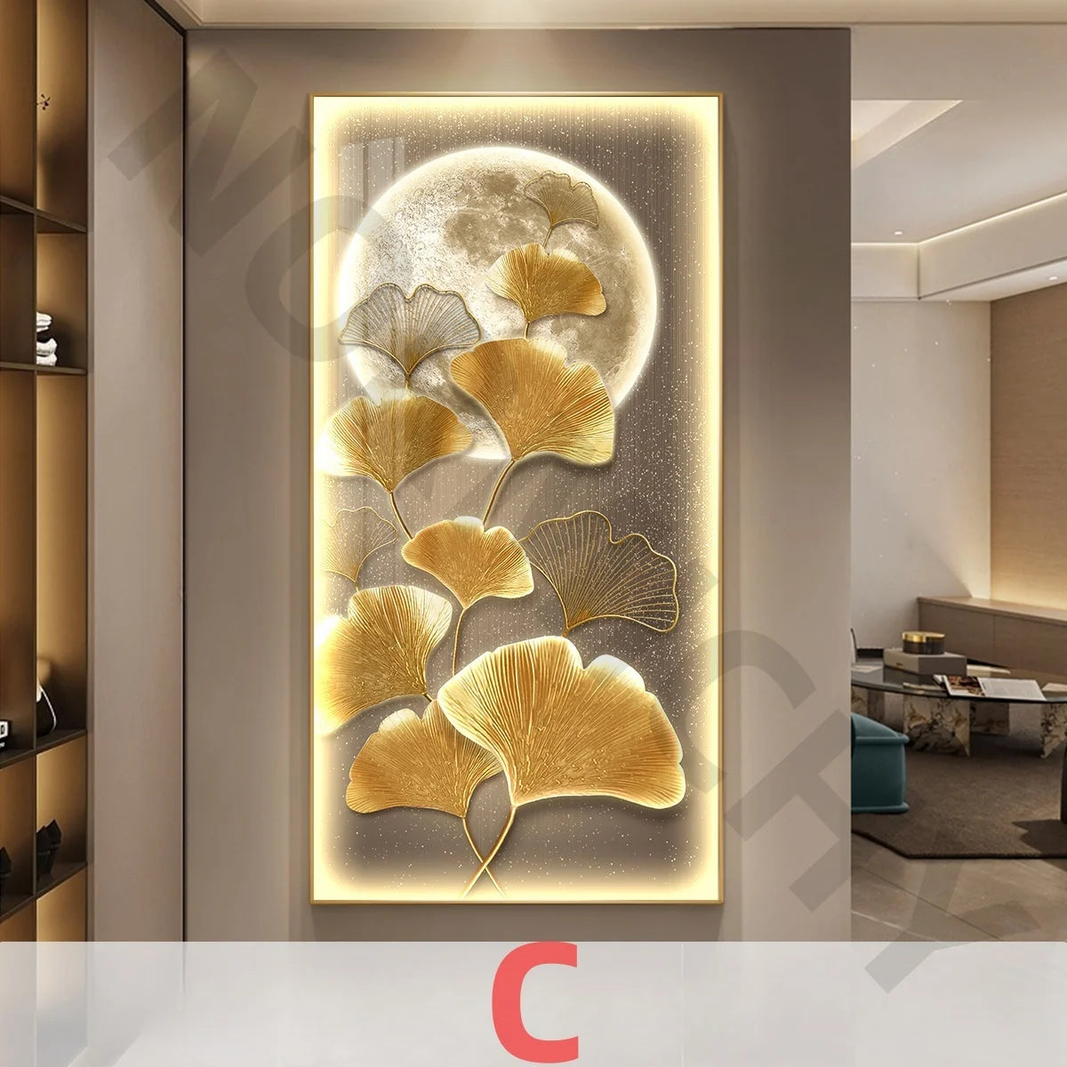 Led Light Decorate living room dining room orridor Bedroom staircase Simple Modern Hanging Painting Mural Ginkgo Mural Lamp
