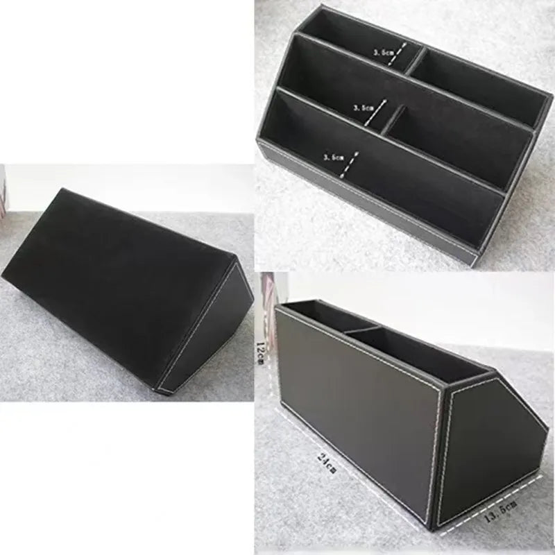 Home Office Wooden Struction Leather Multi-function Desk Stationery Organizer Storage Box, Pen/Pencil ,Cell phone, Business Na