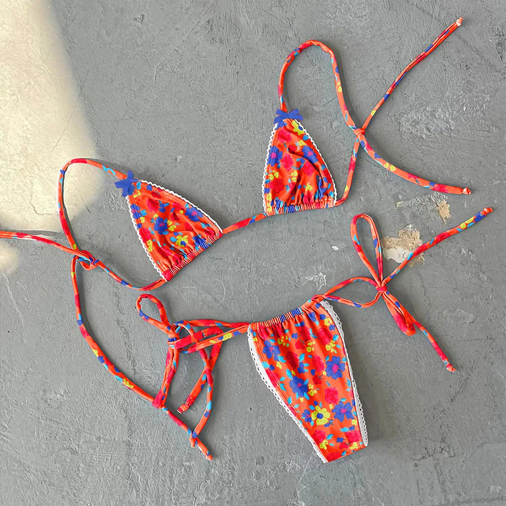 Micro Bikini Push Up Women Swimsuits 2025 Sexy Female Swimwear Brazilian Bikini Set Thong Biquini Swim Suits Print Beachwear