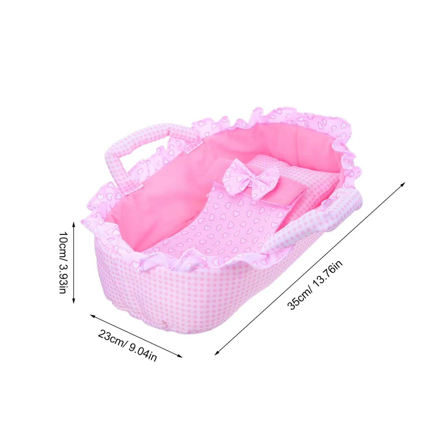 Baby Bassinet Carrying Cradle for 35Cm Reborn Baby Crib Bed Carrier Pillow Blanket Portable Mini Cradle Dollhouse Furniture Prop