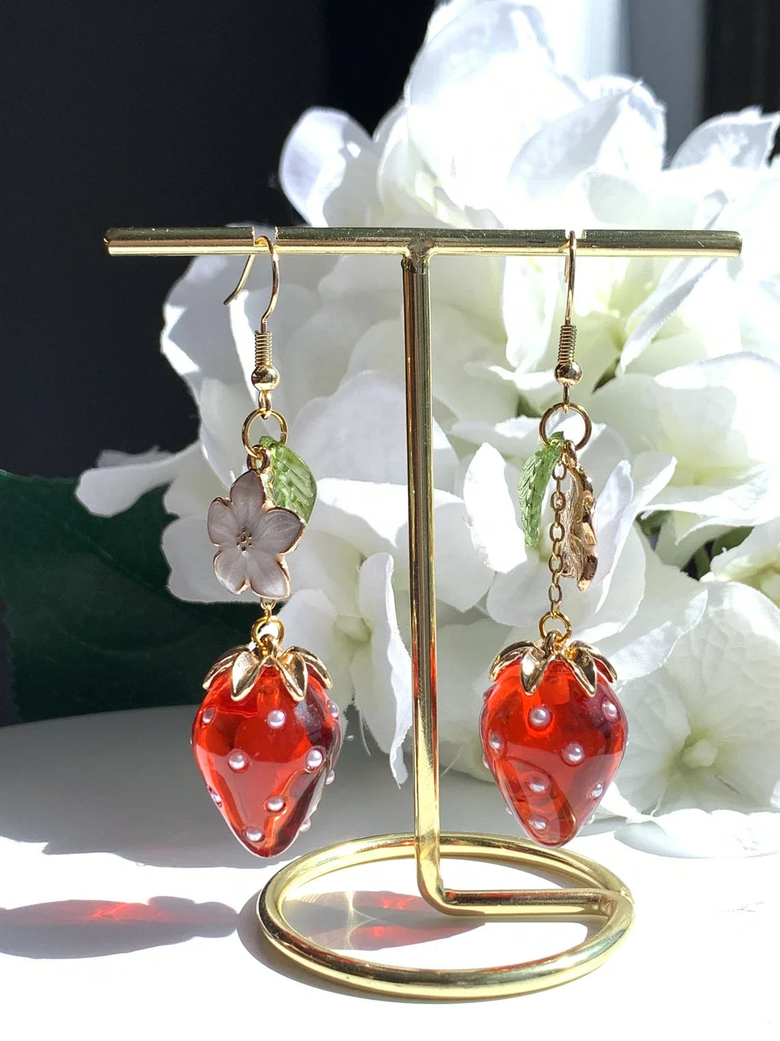 Strawberry earrings /Fruit earrings/ Pendant earrings/Food earrings/ Fun earrings/ gift for her