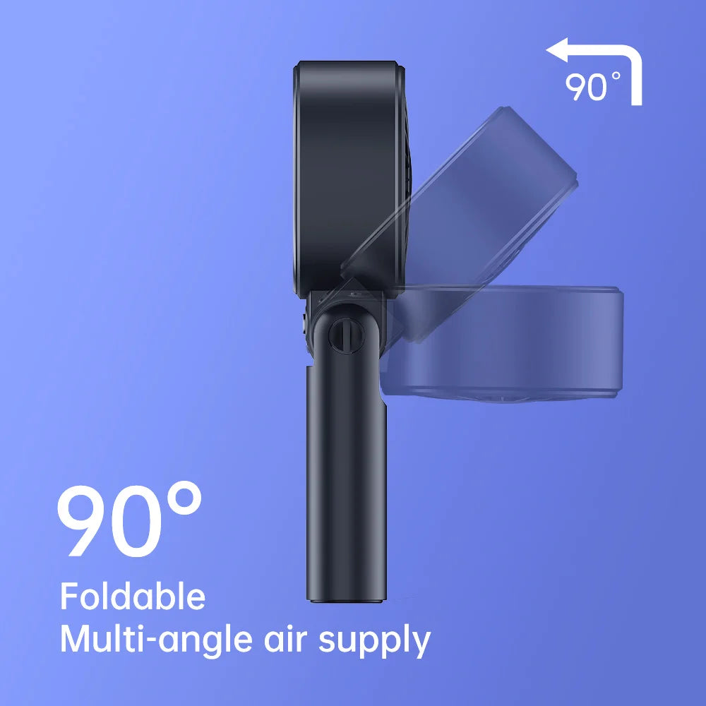 Portable Handheld Fan with LED Display,5 Speeds,150°Folded,3-IN-1 Hand/Desk/Neck Multifunction Personal Fan
