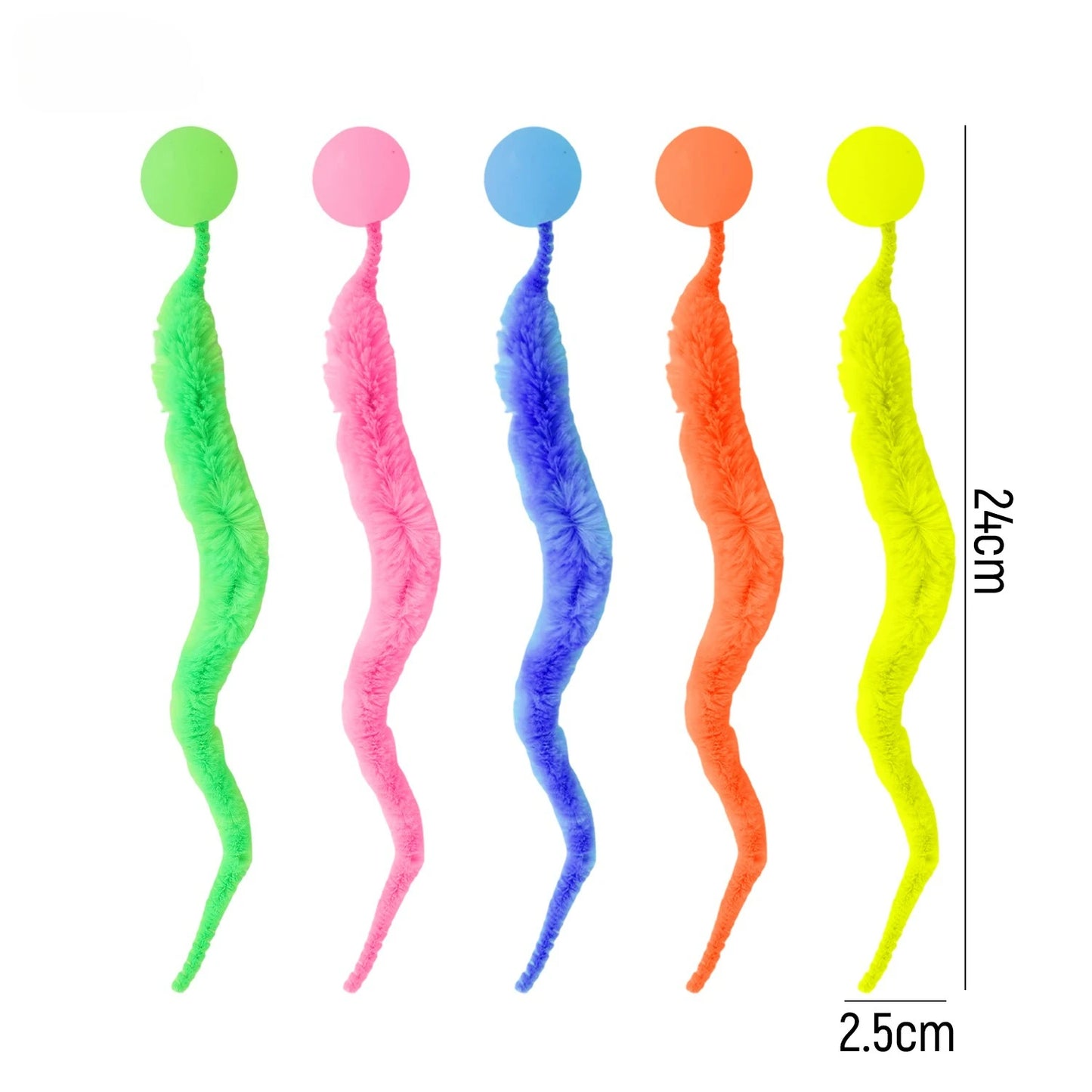 20-1Pcs Cat Interactive Toys Colorful Noctilucent Bouncing Balls Indoor Floor Cat Worm Caterpillar Elastic Toy Pet Supplies