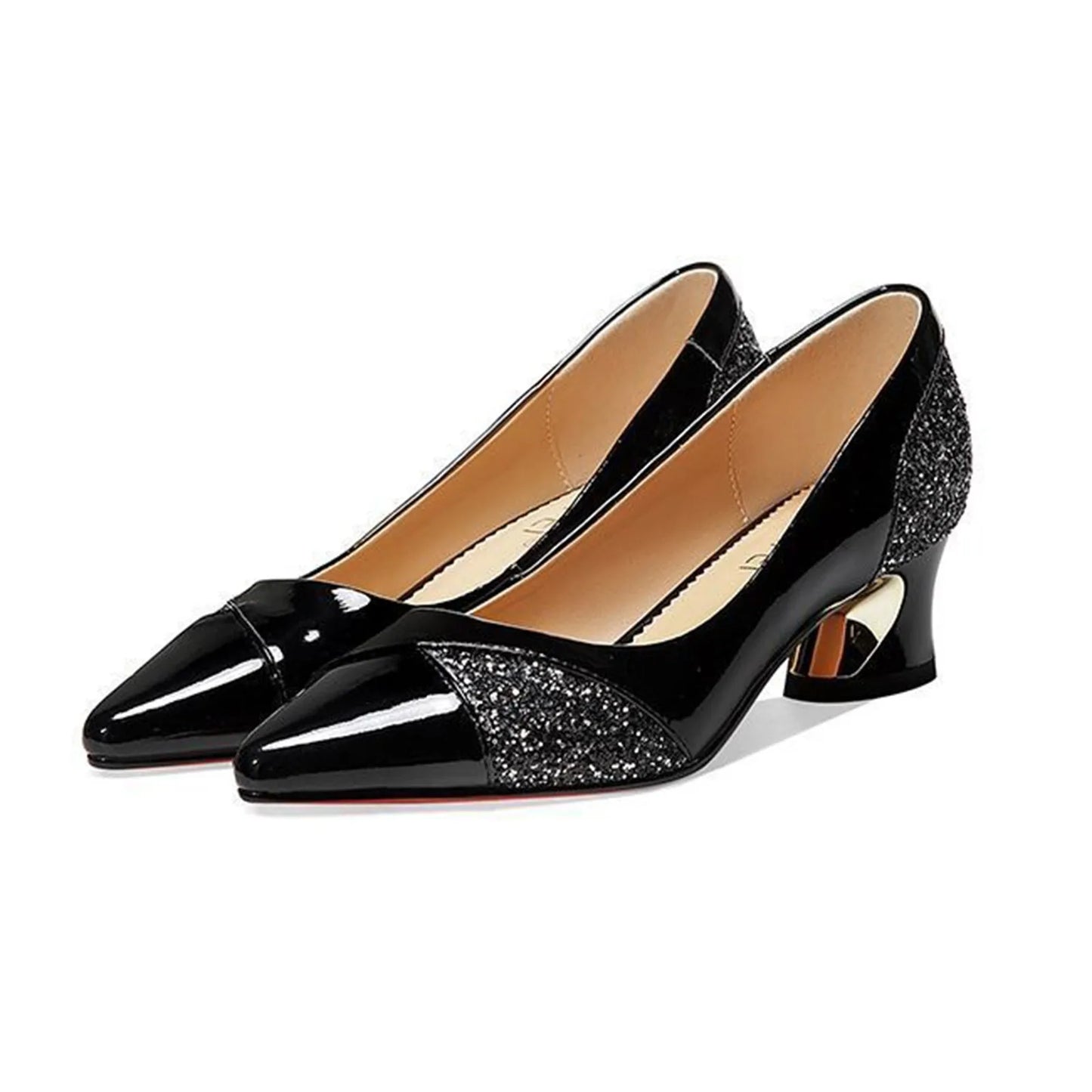 Women'S 4cm High Heels Elegant Fashion Red Pointed Toe Dress Office Shoes Wedding Bridal Loafers Party Shoes