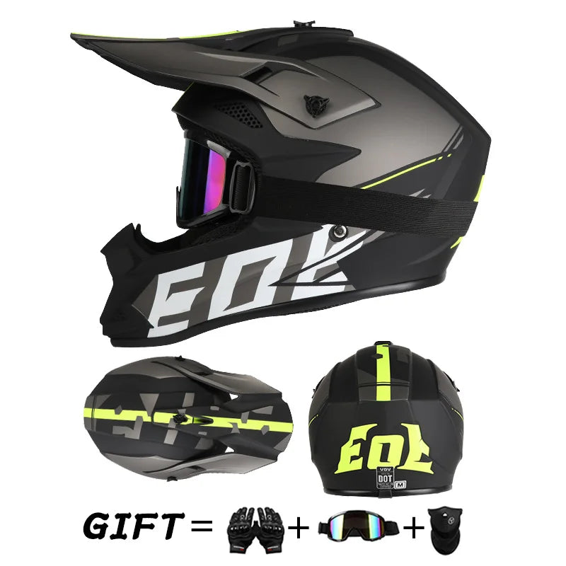 Off Road Motorcycle Helmet Rally Downhill Full Helmet Riding with Goggles Suitable for All Seasons for Men Women and Children