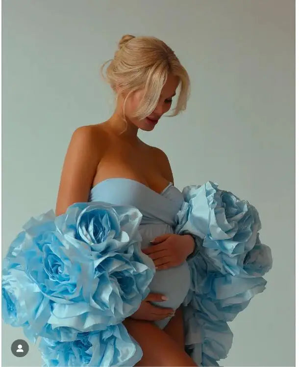 Amazing Rose Pink Handmade Flower Jacket Bicep Cape Maternity Women Jacket For Photoshoots Female Outerwear Coat