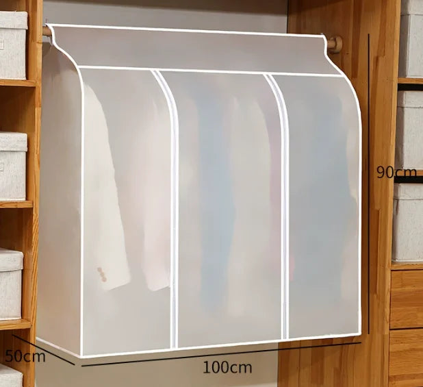 Garment Bags for Hanging Clothes Large Translucent Frosted Garment Rack Cover Bags with Zipper Polyethylene Materia