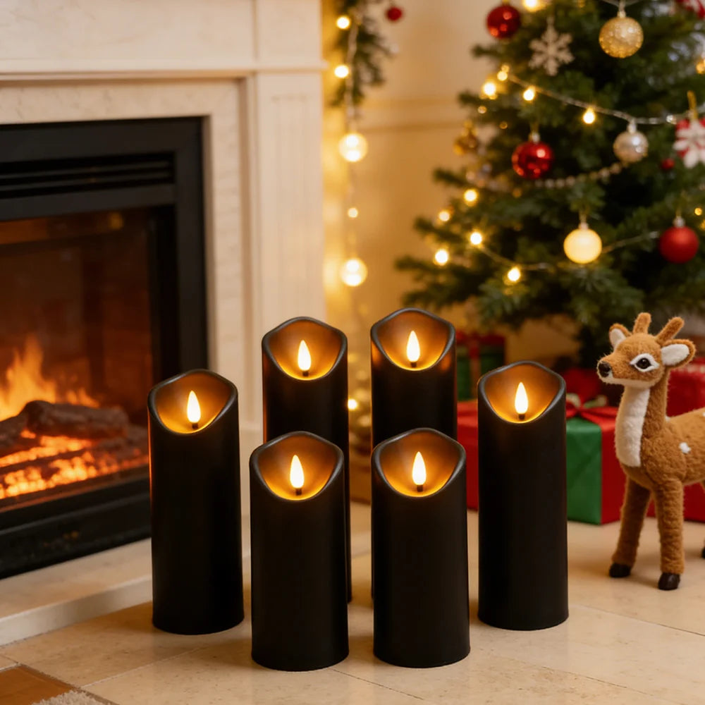 5 Flameless LED Electronic Candles Wobbling Realistic Flame Timer Dimmable Halloween Prayer Altar Table Dining Home Decor Candle