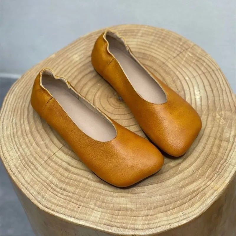 Women Flats 2024 New Spring Autumn Fashion Casual Solid Color Loafers Shoes Square Toe Lolita Shoes Sneakers Zapatillas De Mujer