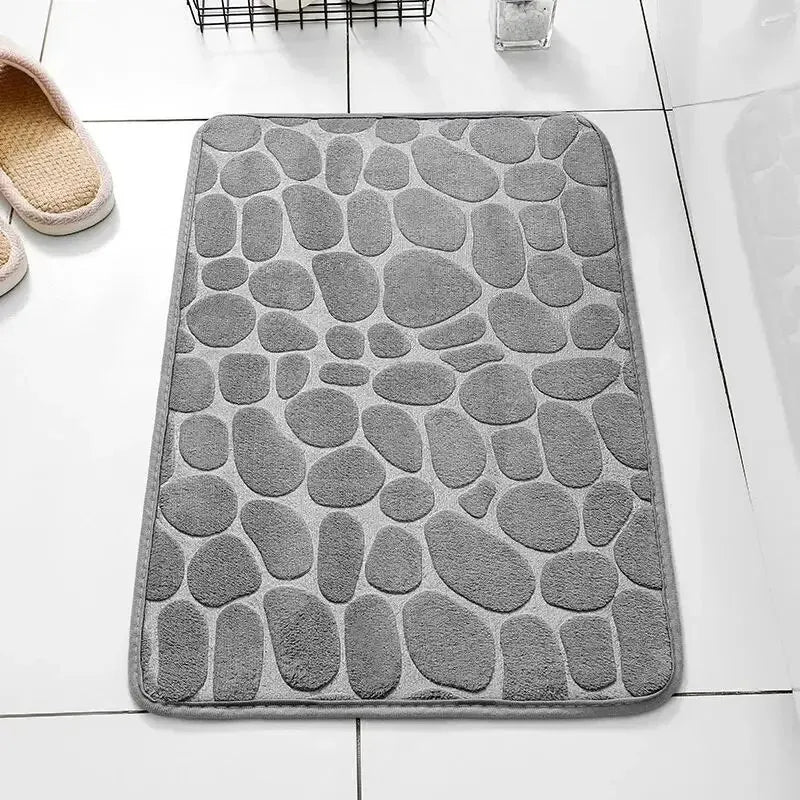 Tapis en fibres gaufrées (1 pièce), tapis antidérapant pour salle de bain ou salon, tapis de sol à effet galets, articles ménagers