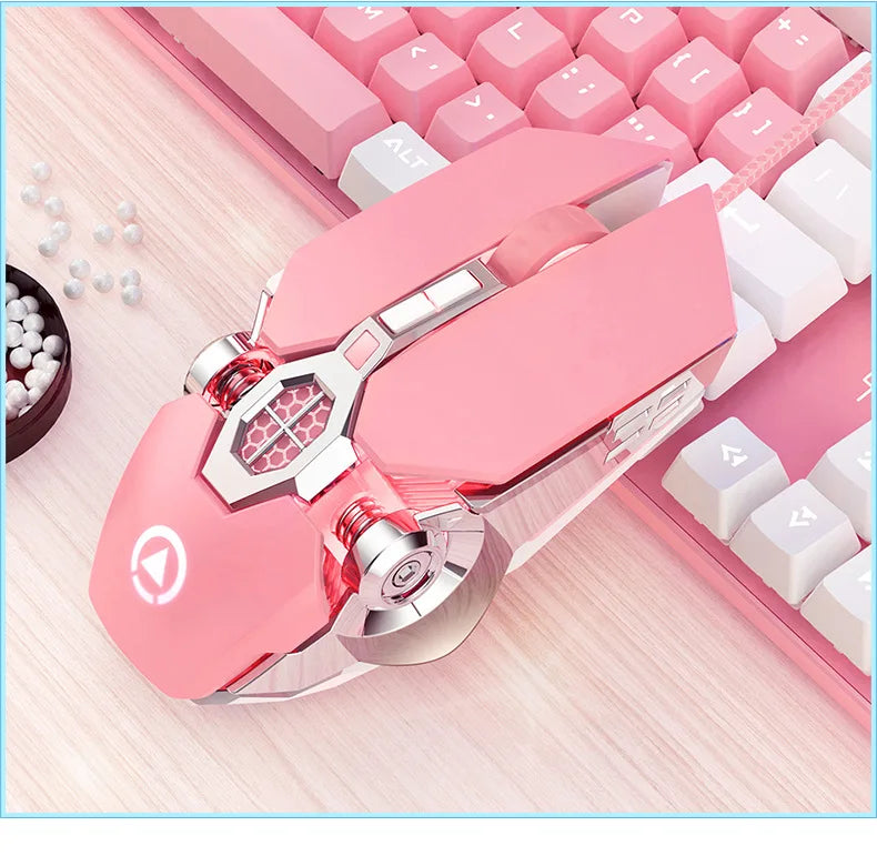 G30s Pink Mouse with RGB Backlit Light Silence Click Wired Mice for PC