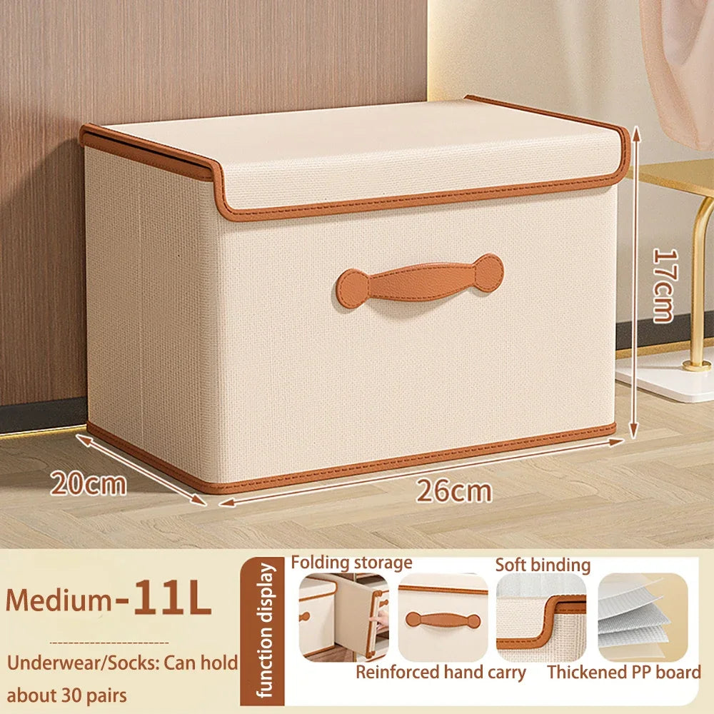 Storage Bins with Lids, Collapsible Closet Organizer Container, Fabric Organizer Box with Handles, Storage Boxes for Clothes