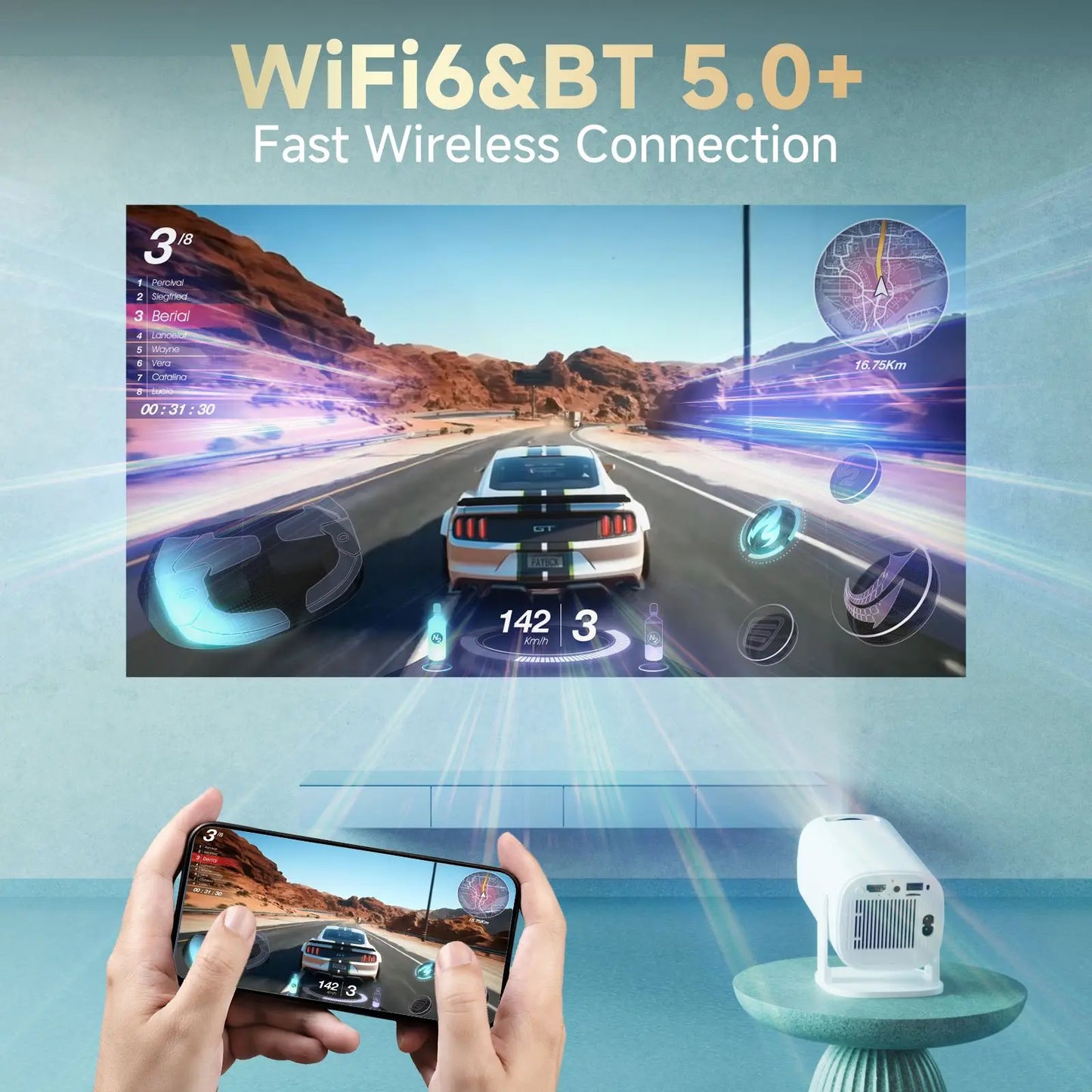 P30PRO Android 14 Smart Mini Projector Supports 4K HD Video WiFi 6 BT5.0 Native 720p Home Theater Outdoor Portable Projector