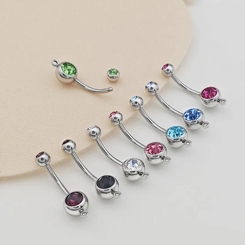 50pcs Body Jewelry -Good Shine Double Gems Navel Belly Rings