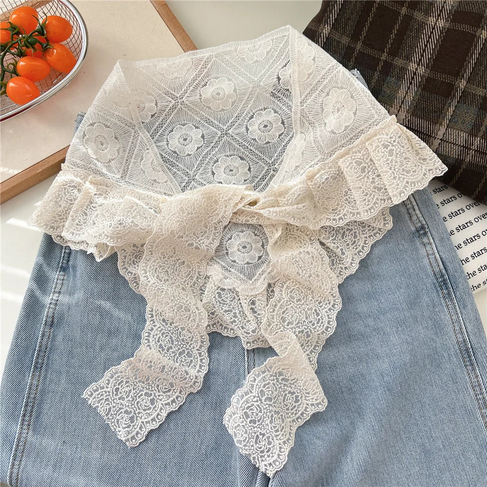 INS Y2K Stylish Lace Embroidery Layered Triangular Types Jeans Pant Matching Half Skirts Fart Curtains All-Match Stacked Skirt